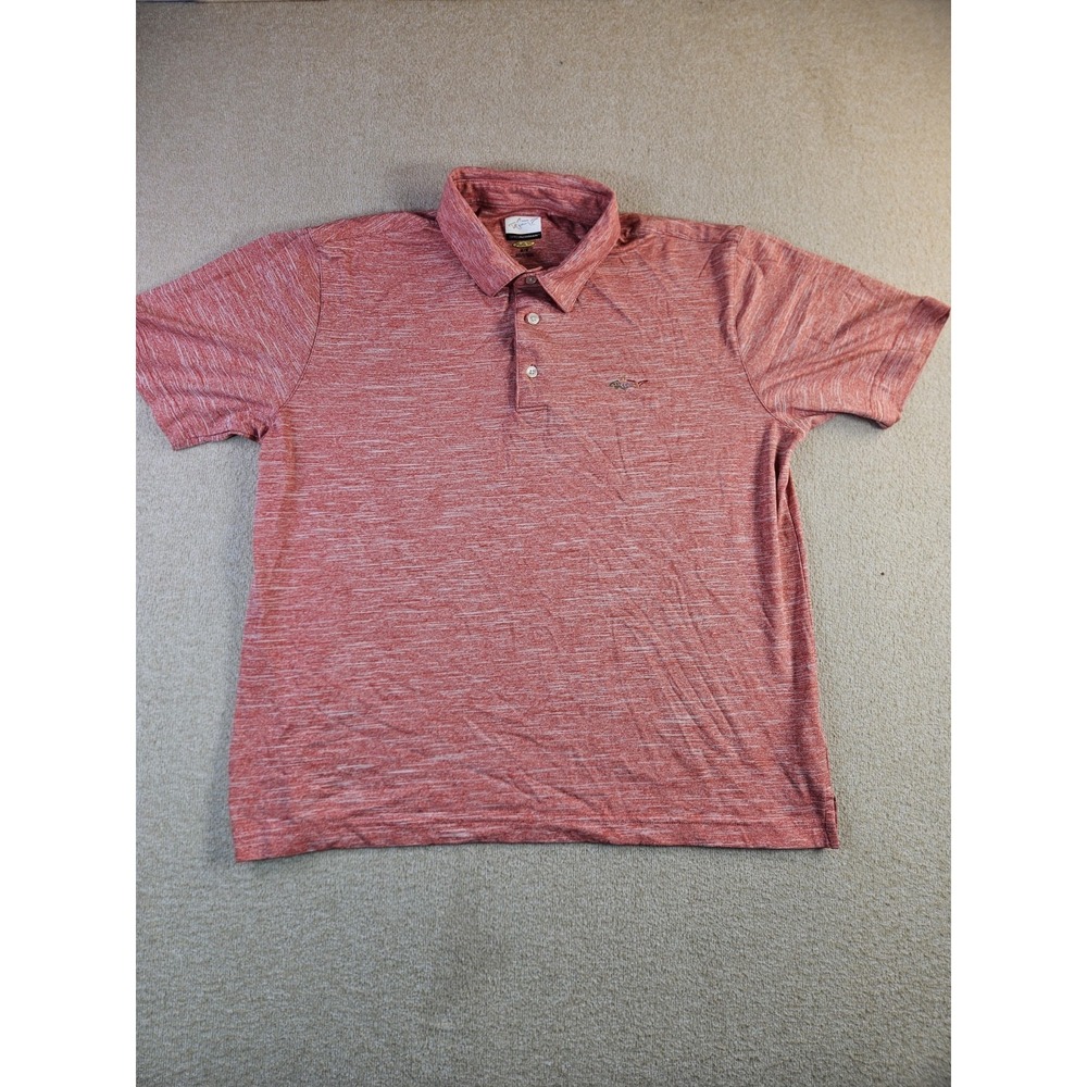 Greg Norman Play Dry Polo Shirt Men's Medium Coral Heather Golf Short Sleeve